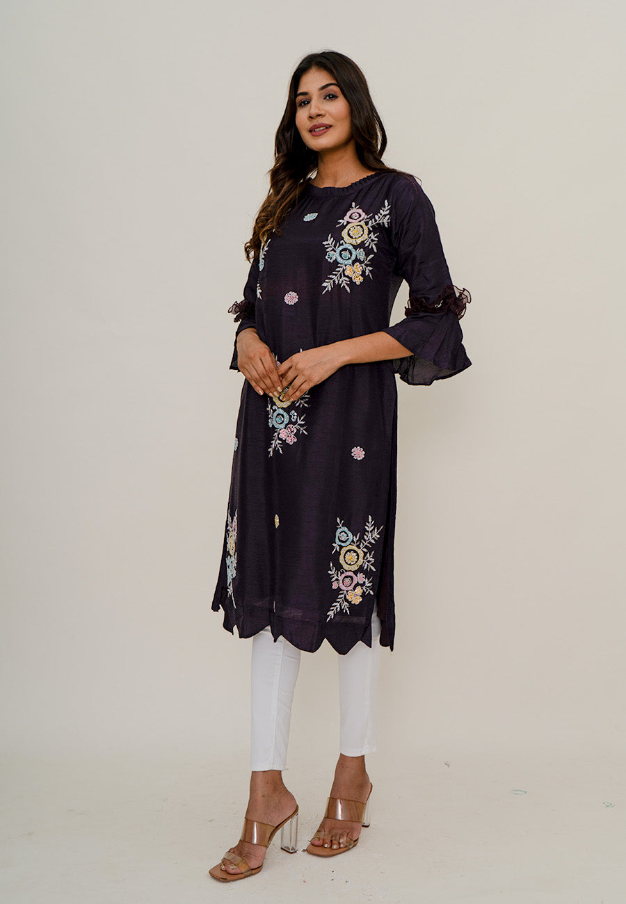 Purple embroidery kurta