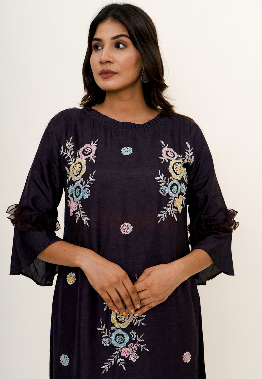 Purple embroidery kurta