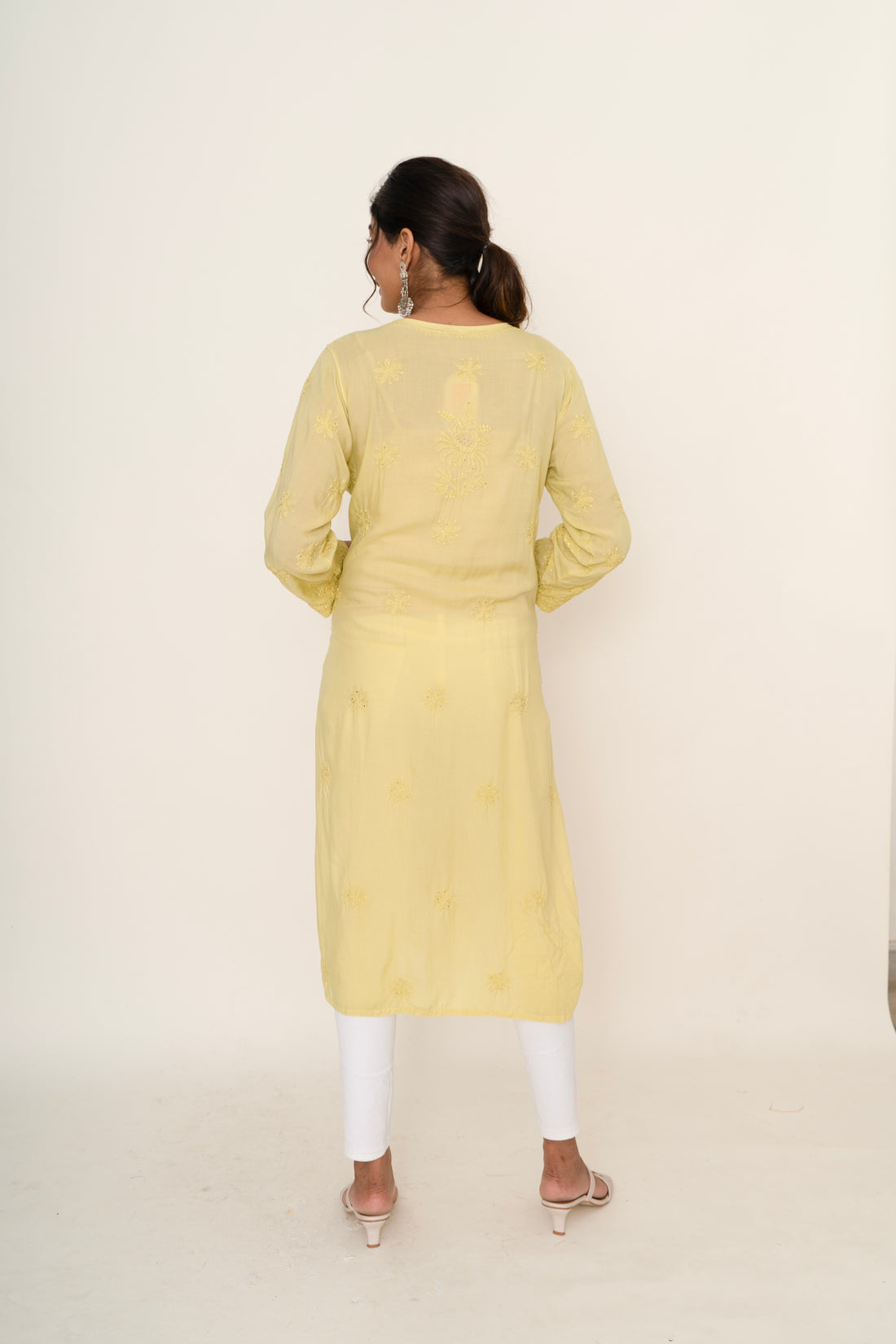 Yellow chikankari kurta