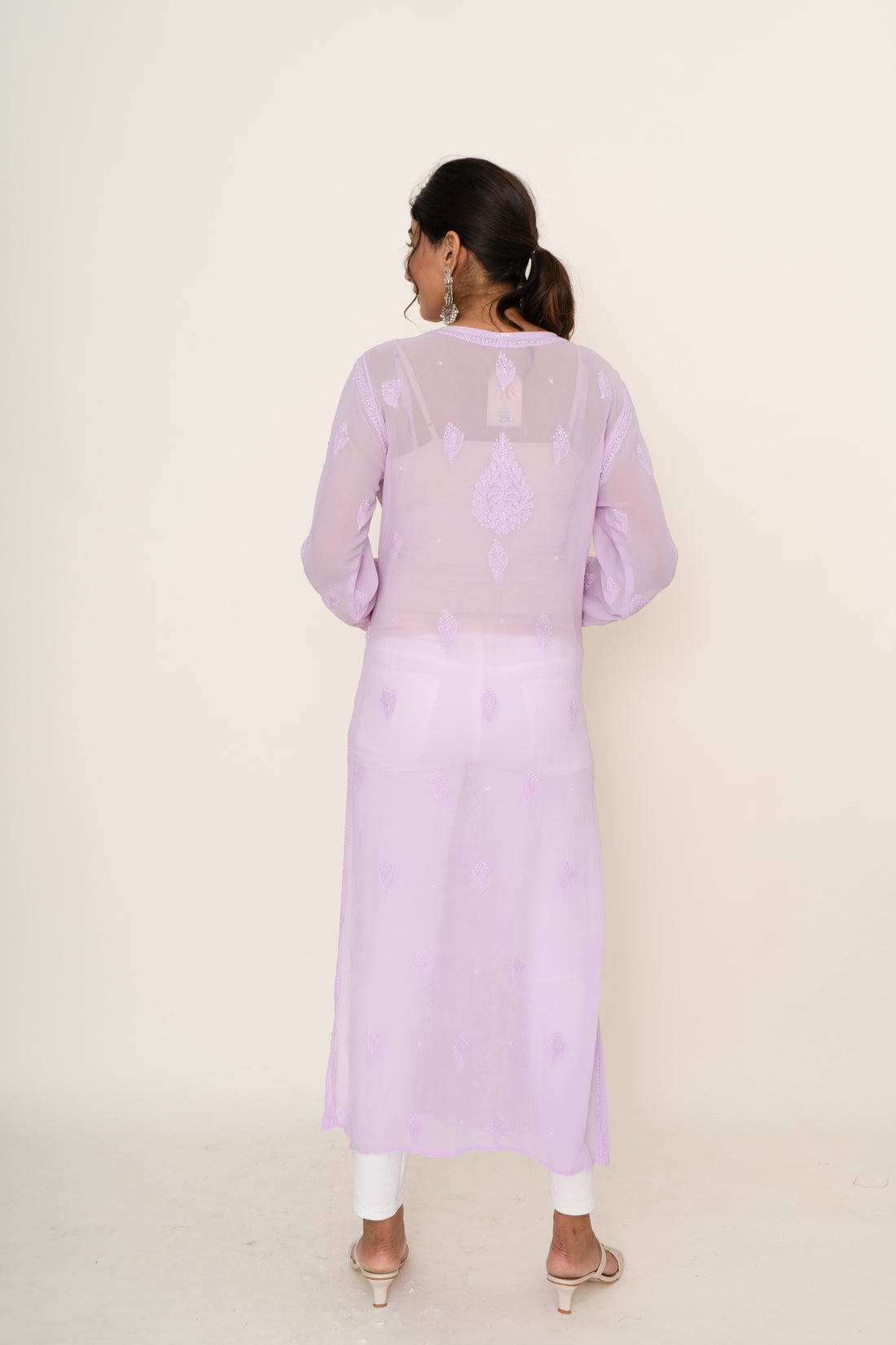 Lavender water sequin line work kurta