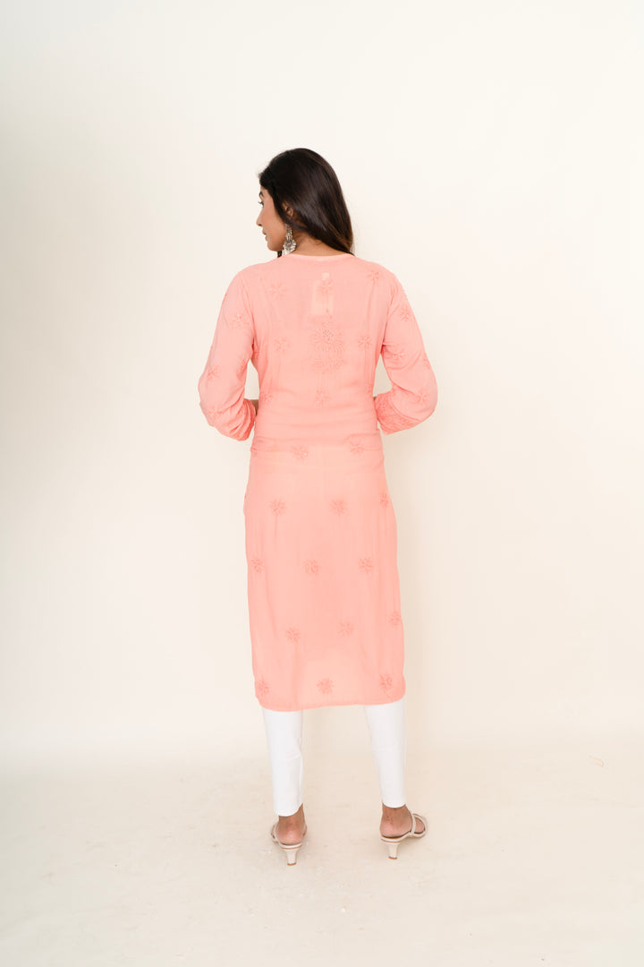 Pink chikankari kurta