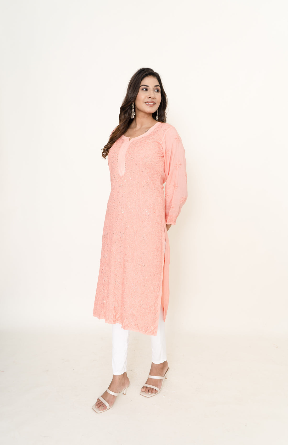 Pink chikankari kurta