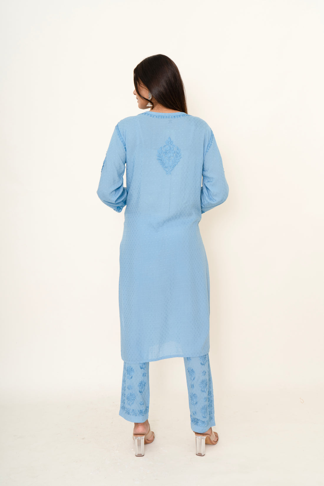 Blue chikankari co-ord set