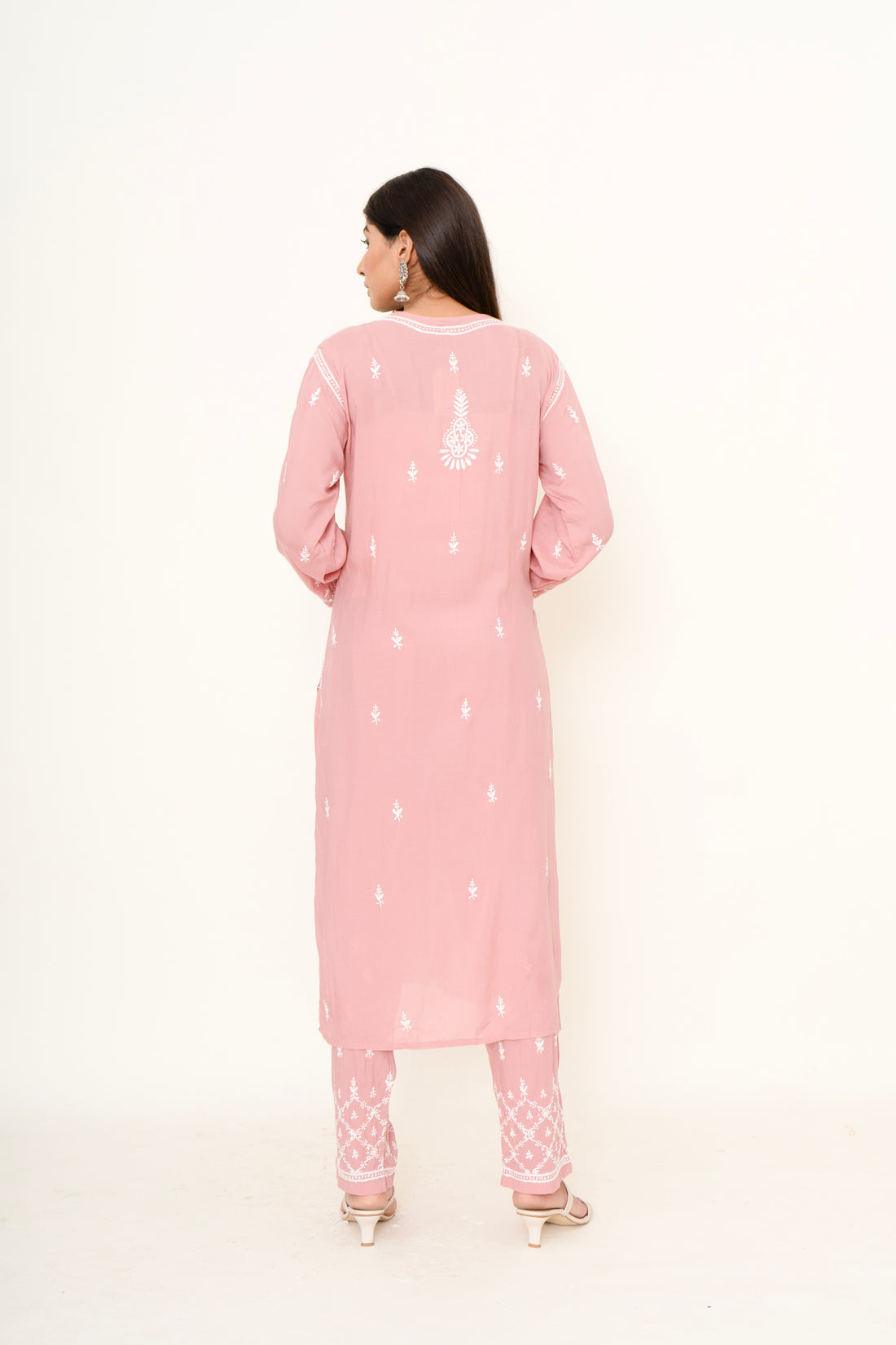 Pink chikankari co-ord set