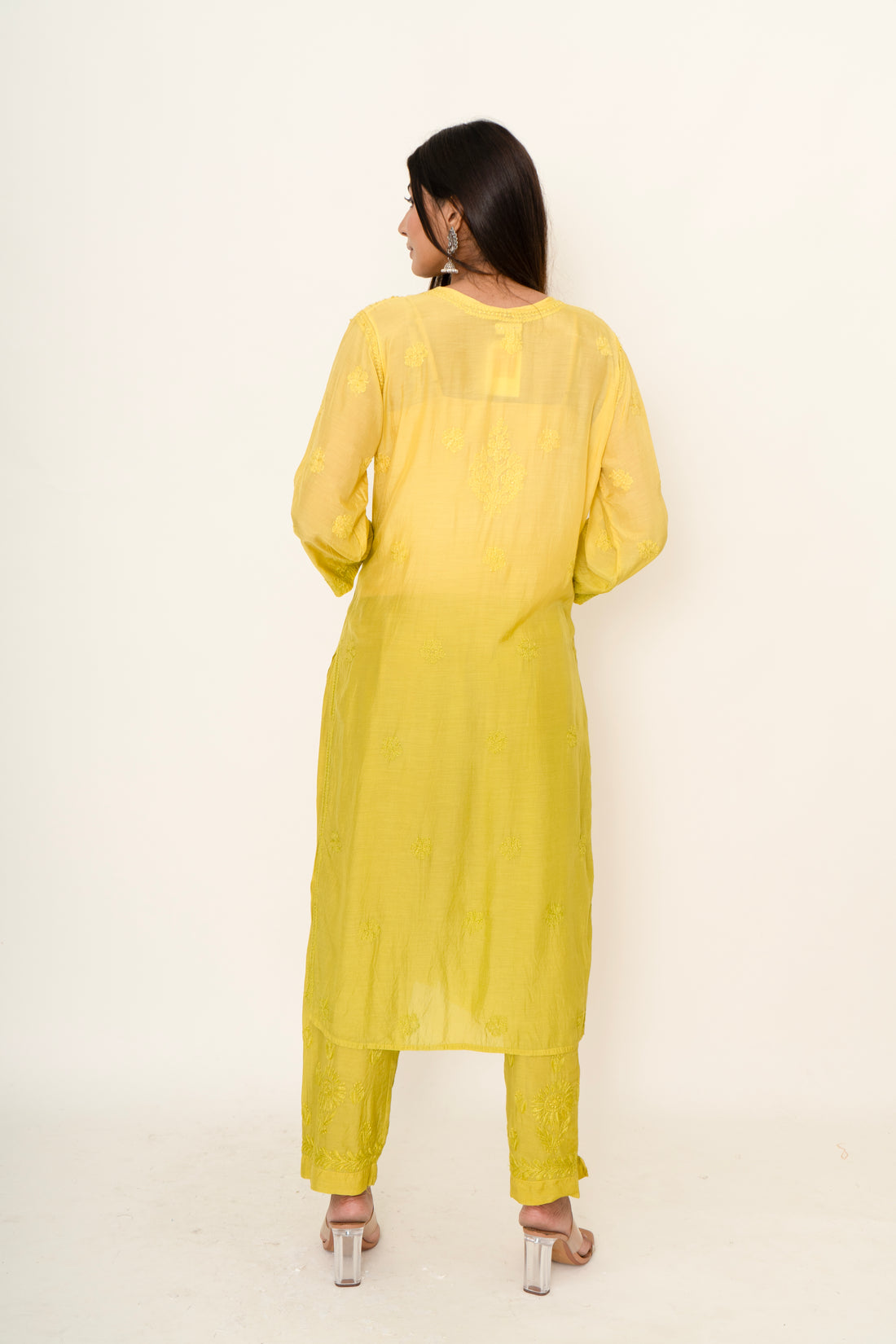 Yellow chikankari co-ord set