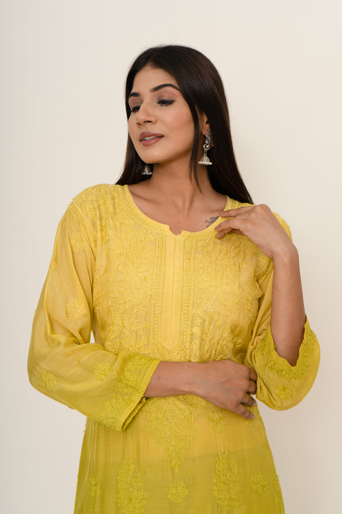 Yellow chikankari co-ord set