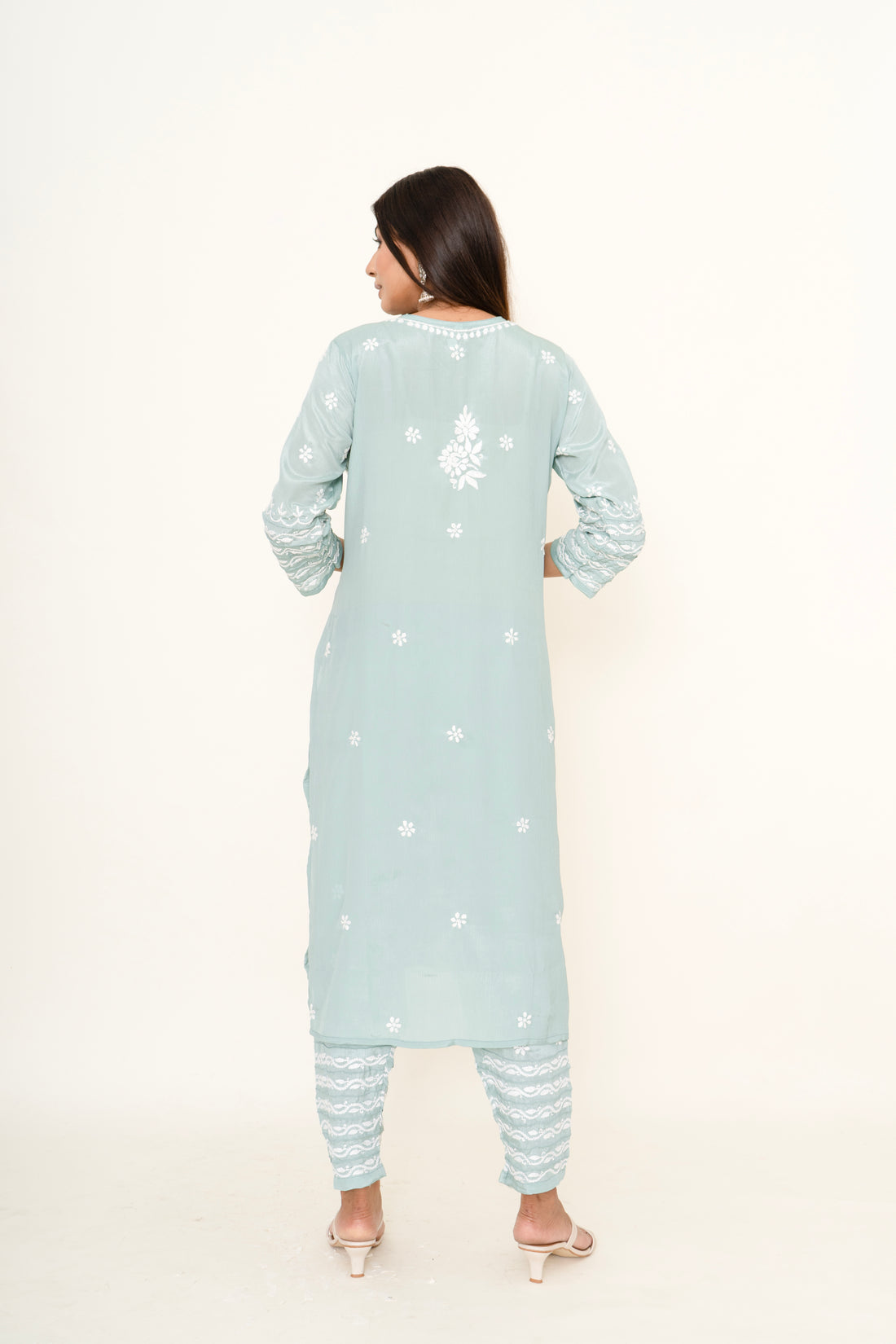 Blue chikankari co-ord set