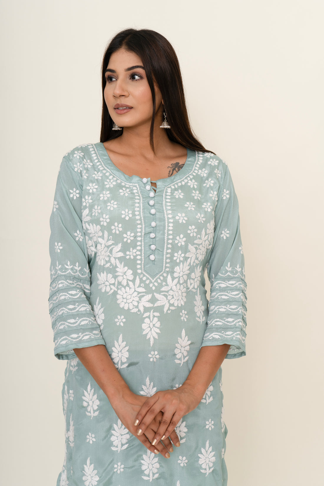 Blue chikankari co-ord set