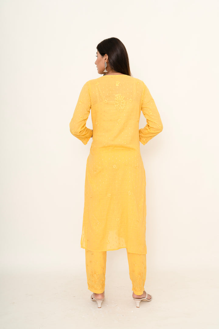 Yellow chikankari co-ord set