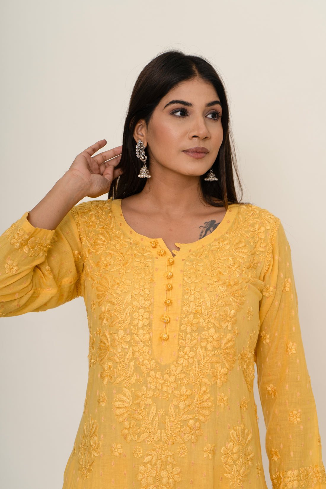 Yellow chikankari co-ord set