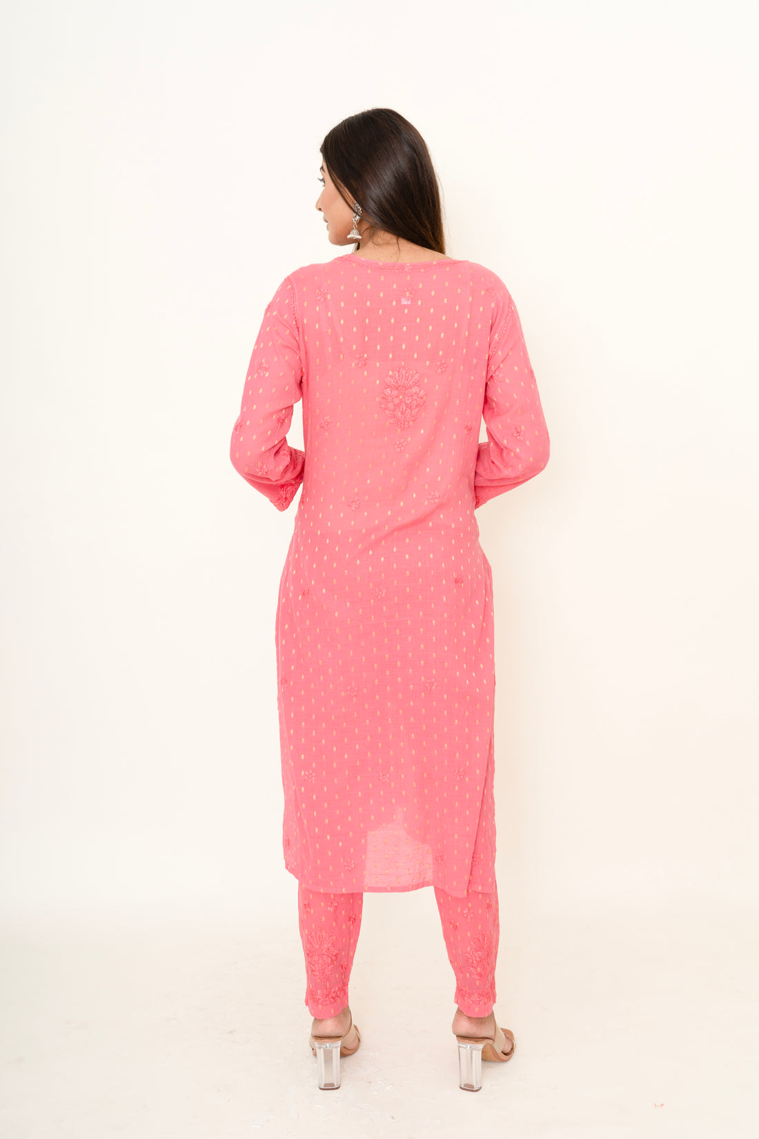 Pink chikankari co-ord set