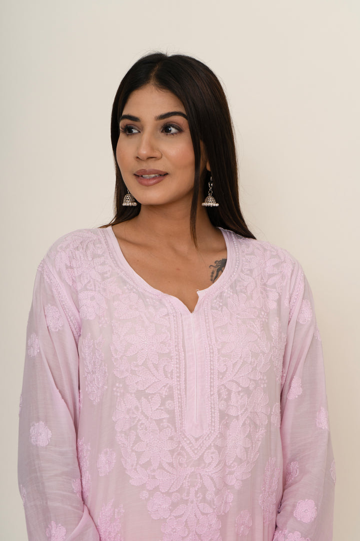 Ombre pink chikankari co-ord set