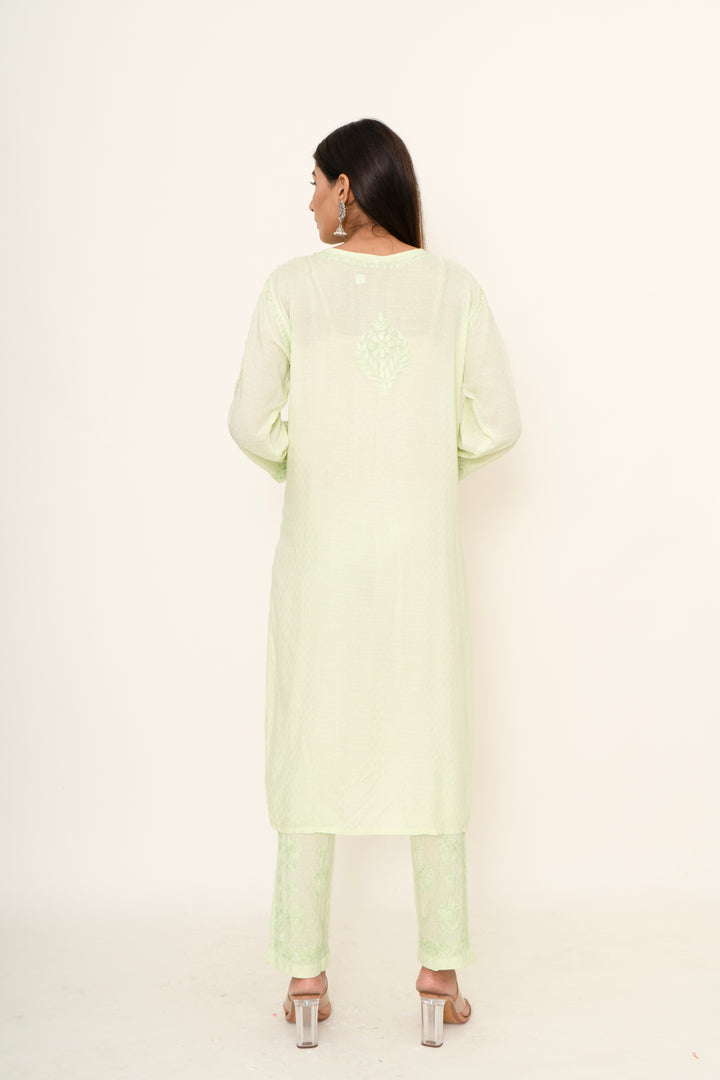 Lemon yellow chikankari co-ordset