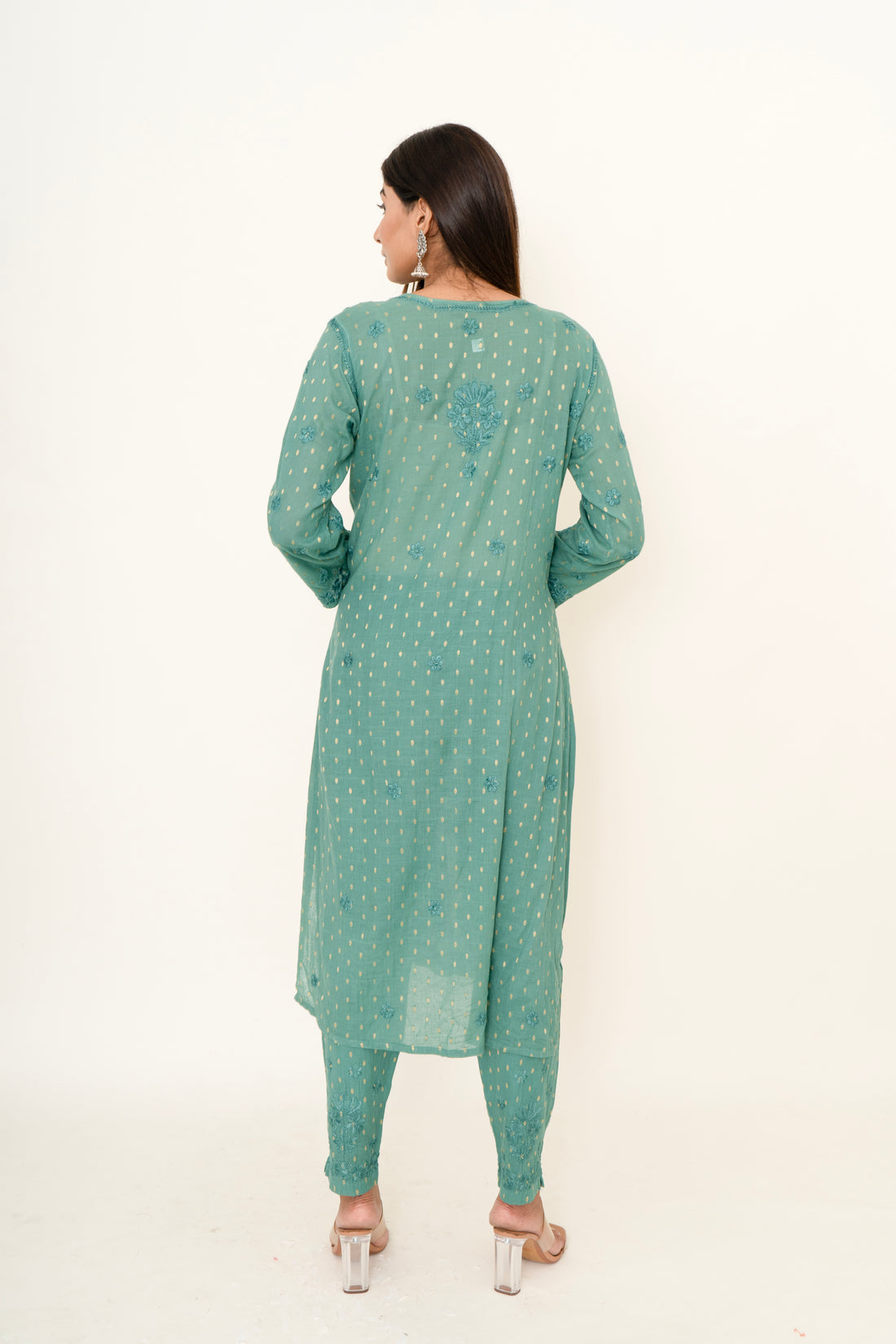 Green chikankari co-ord set