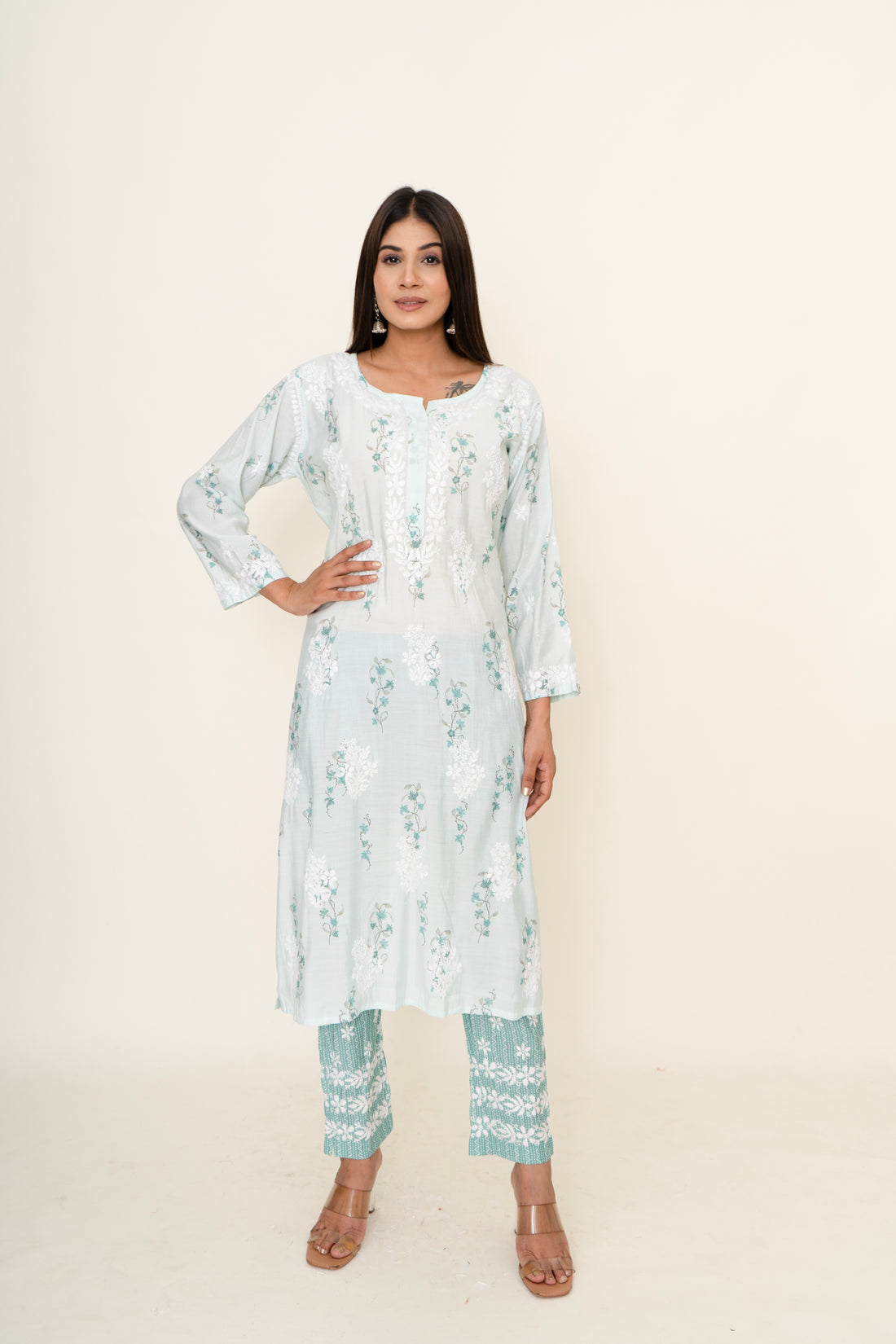 cotton chikankari co-ord set