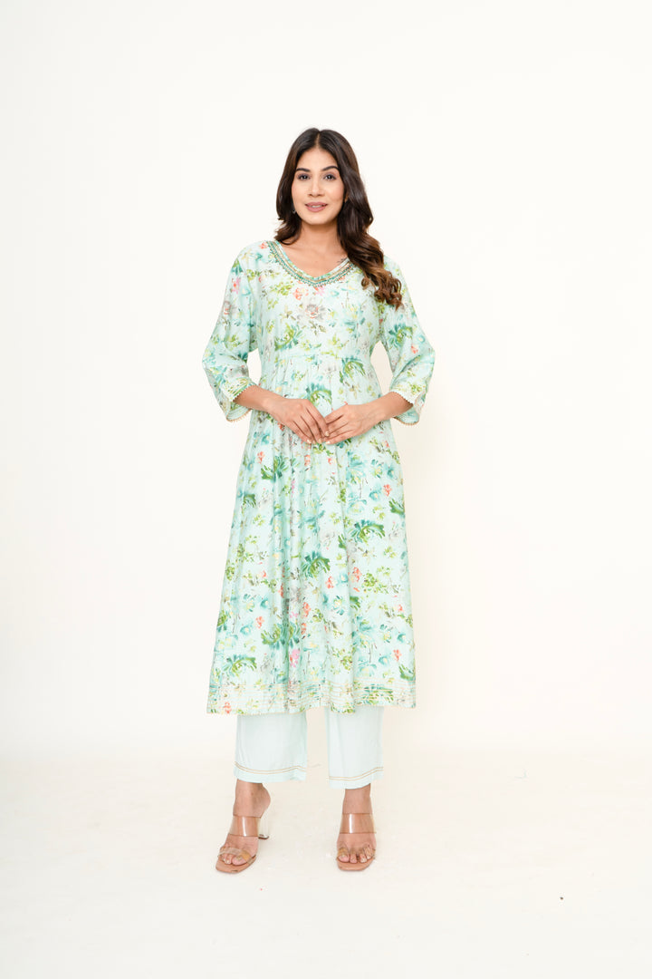 Cotton Satin Printed Suit Set