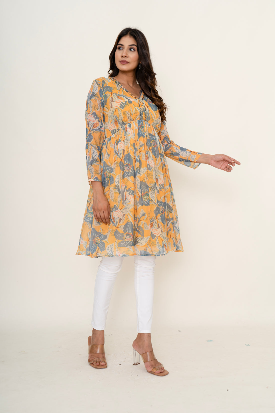 Floral chiffon kurta