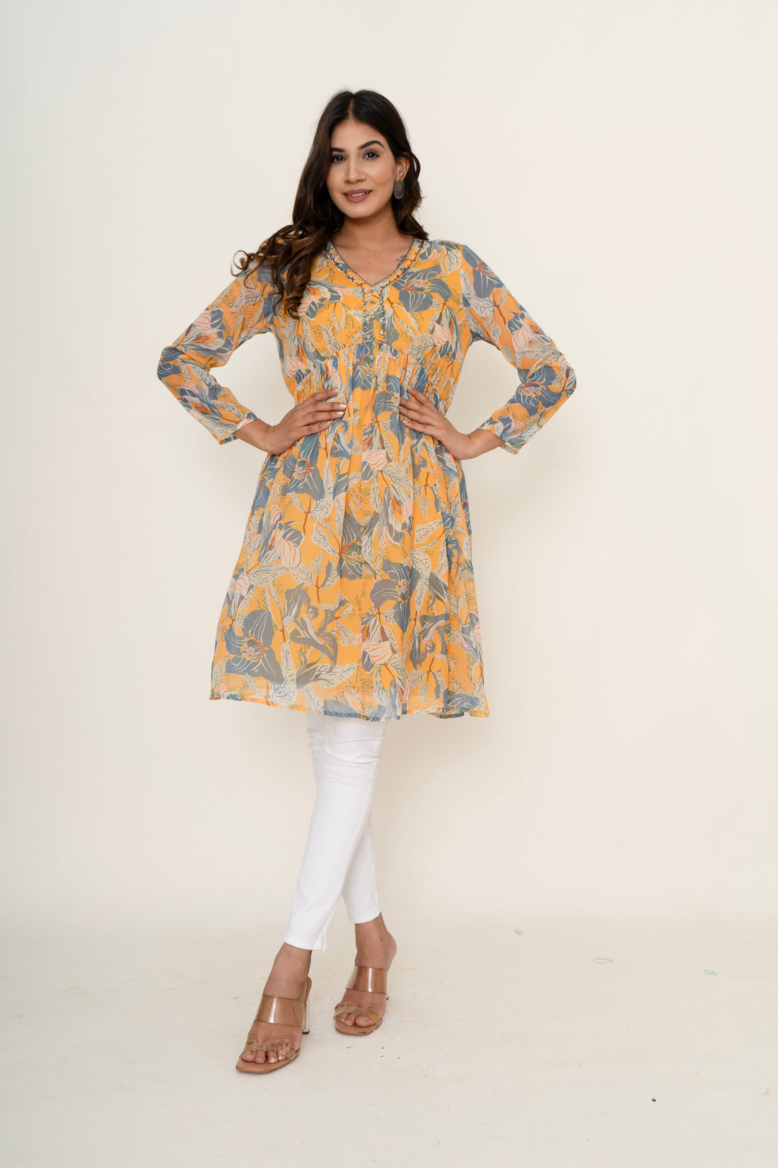 Floral chiffon kurta