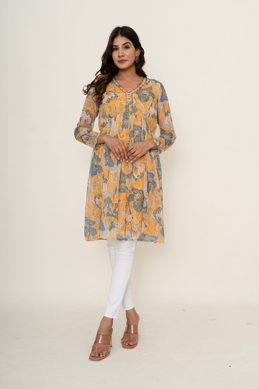 Floral chiffon kurta