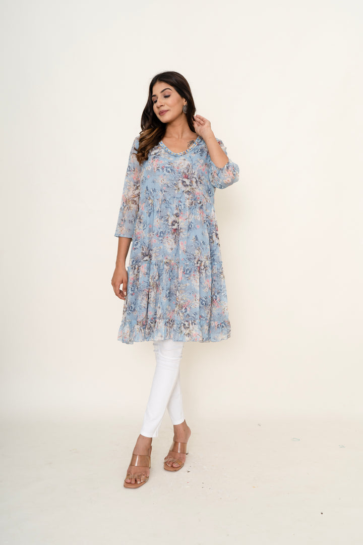 Floral chiffon kurta