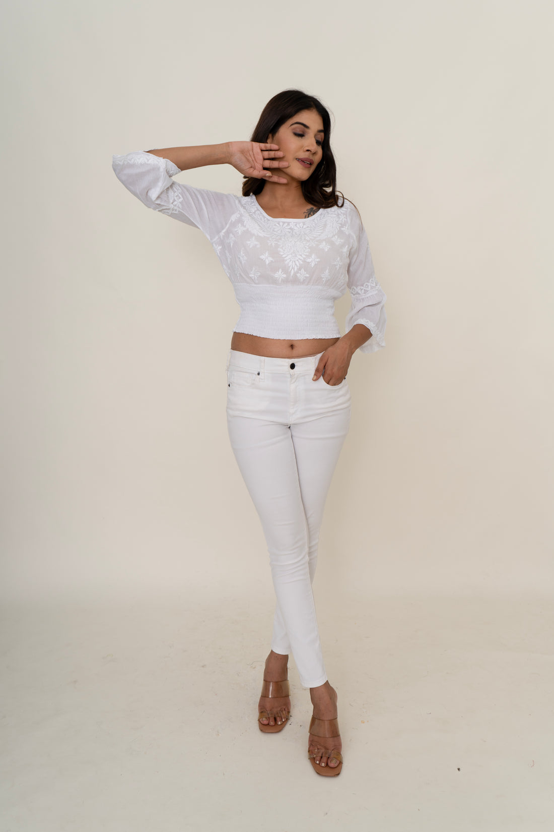 Chikankari crop top