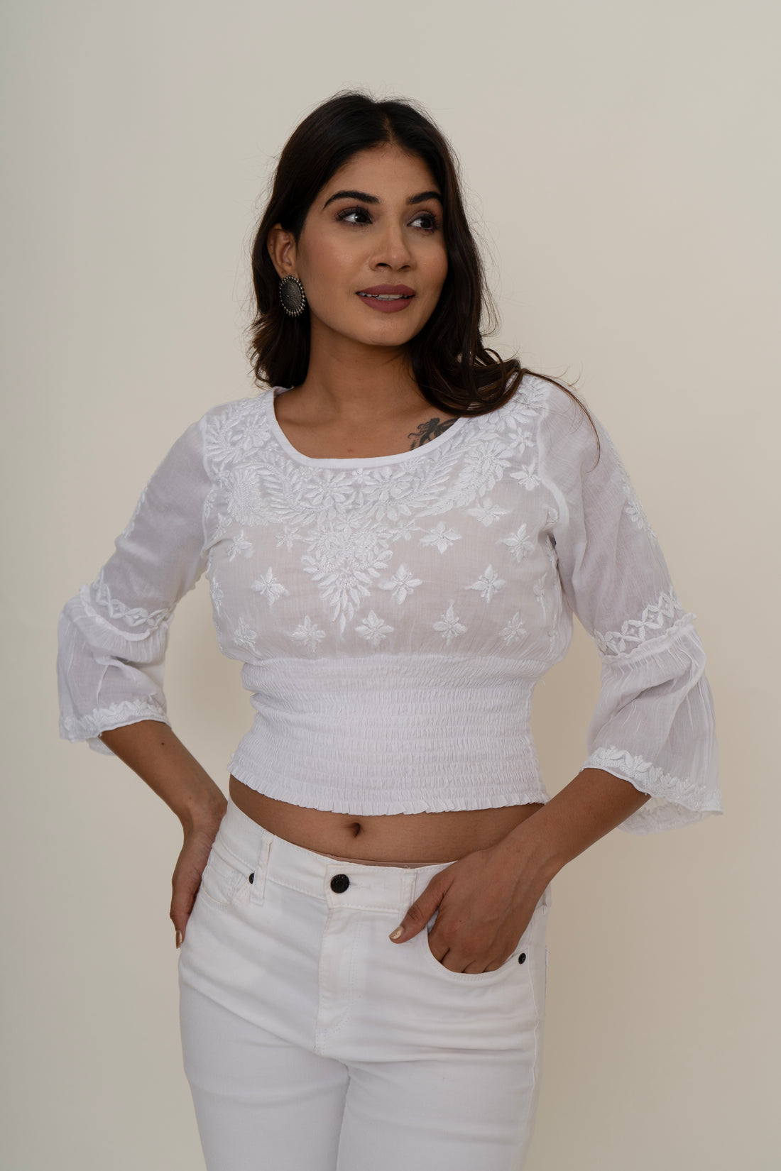 Chikankari crop top