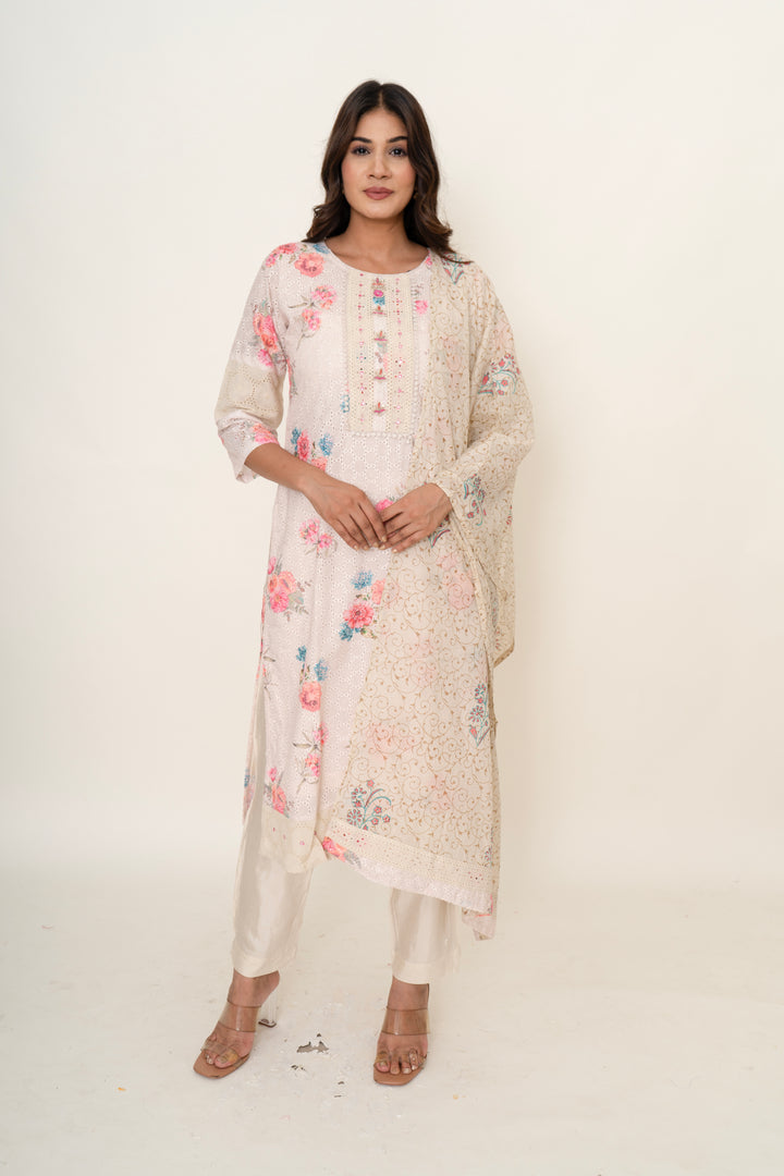 Cotton silk suit set