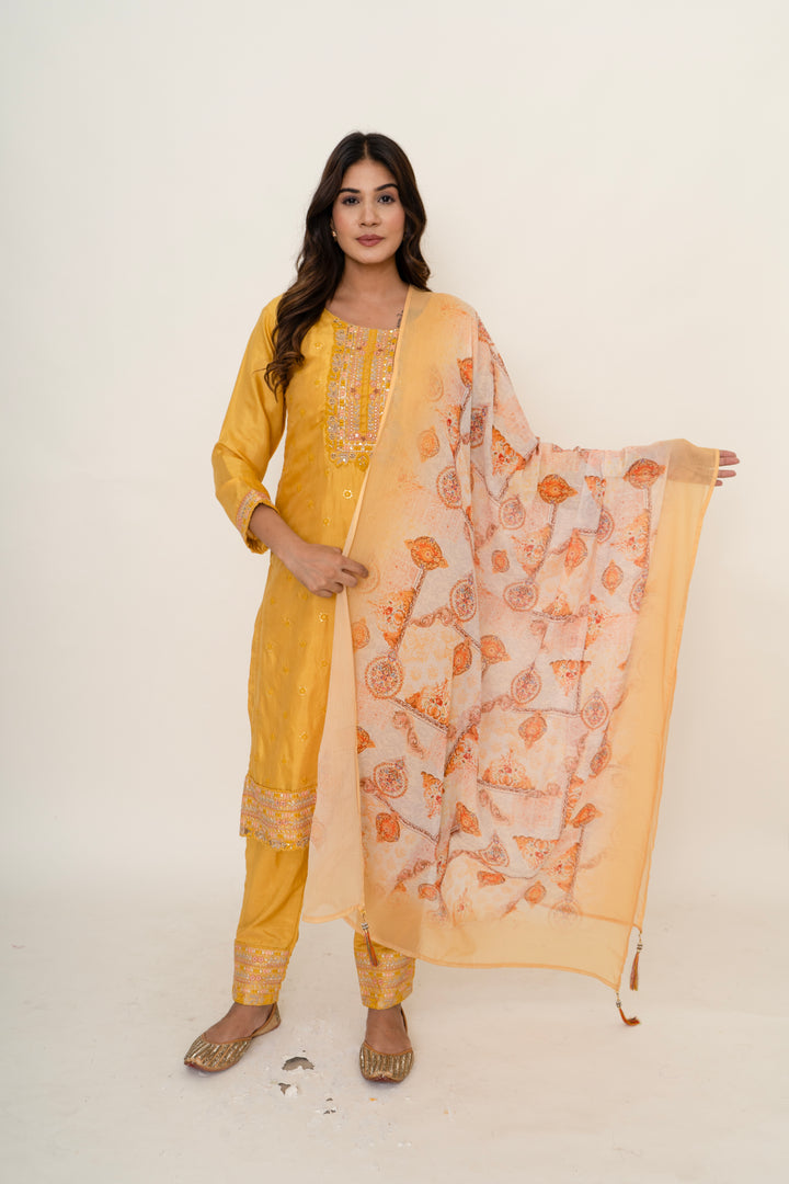 Cotton silk suit set