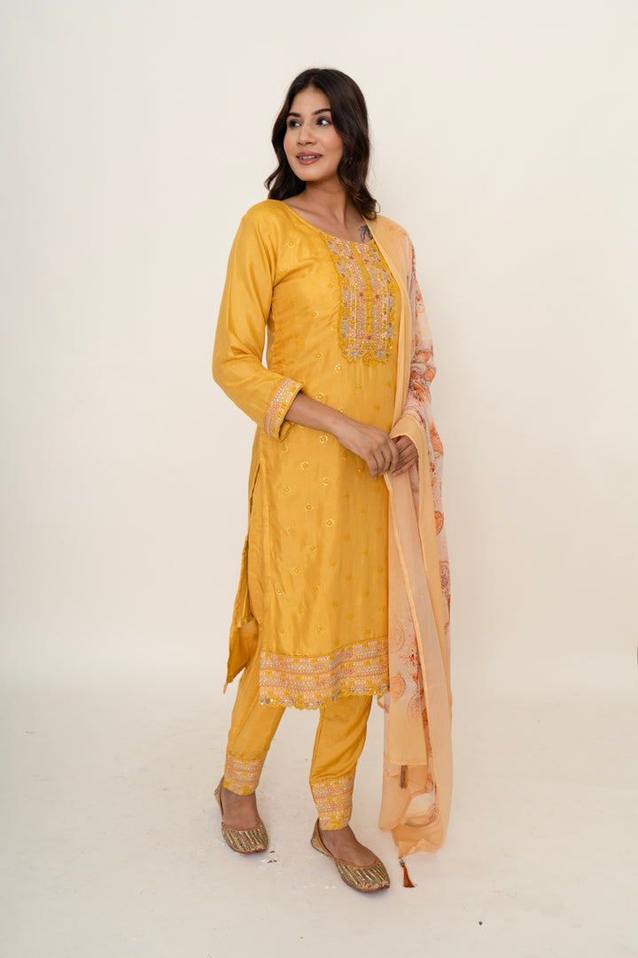 Cotton silk suit set