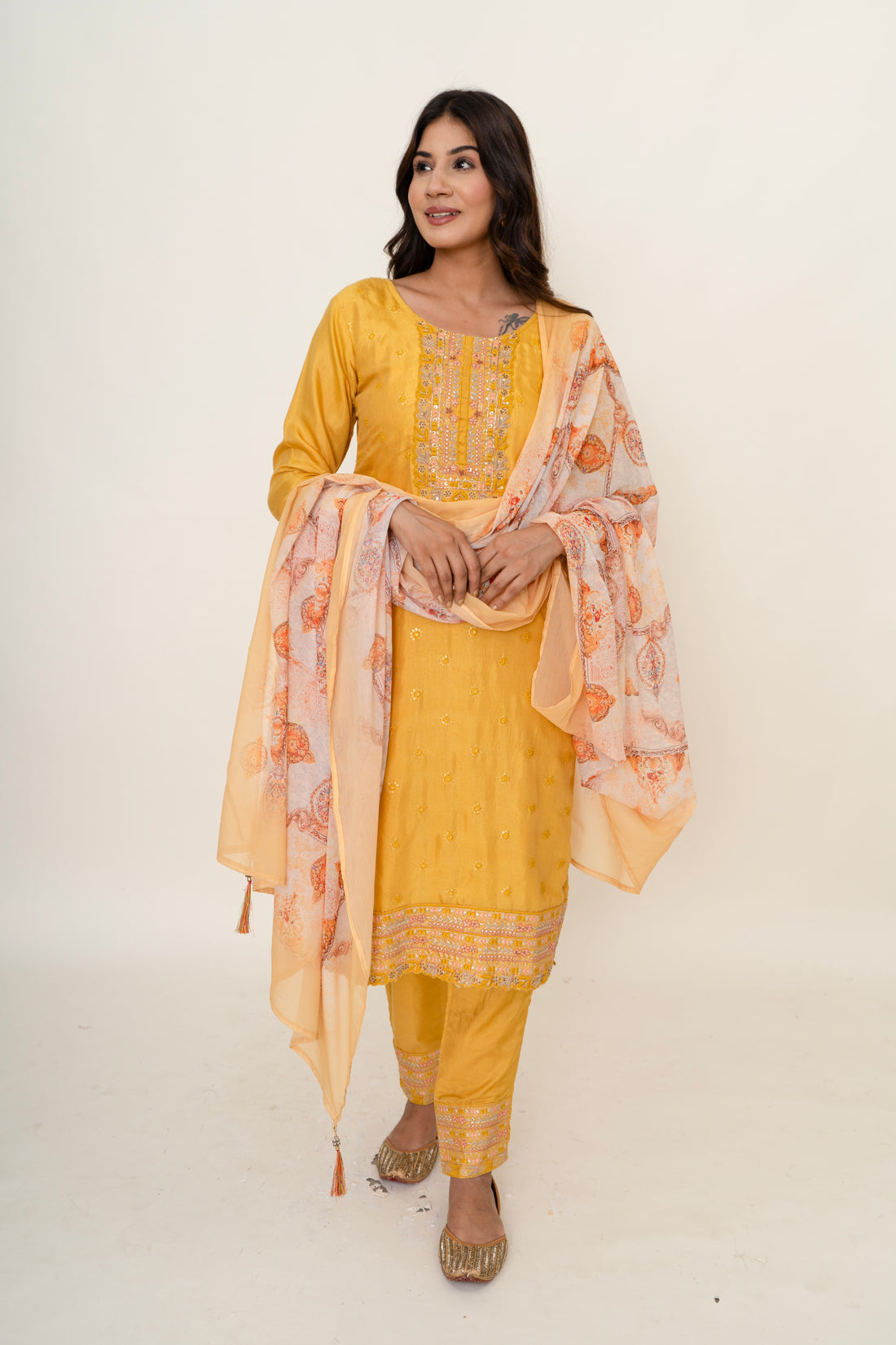 Cotton silk suit set