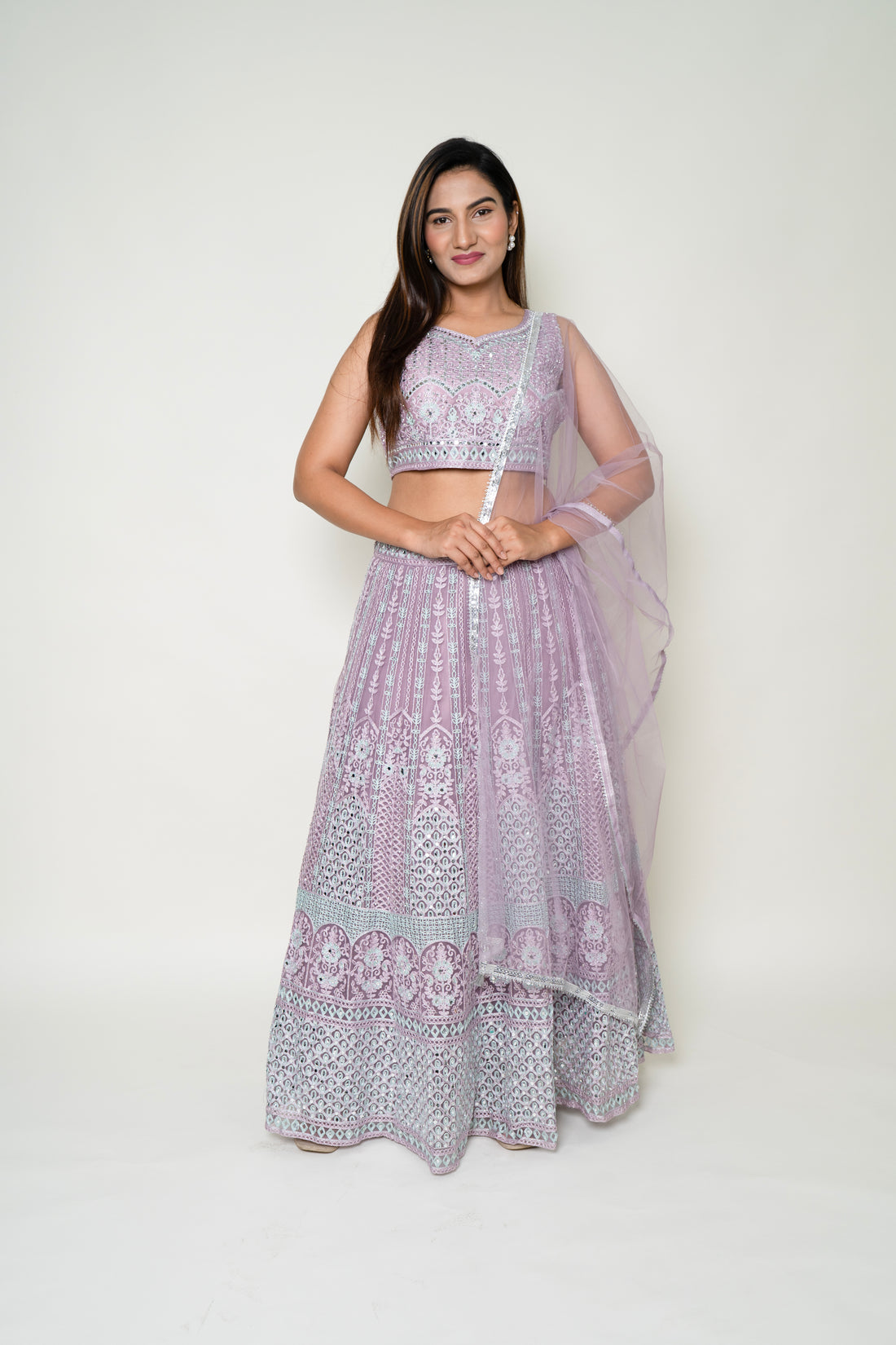 Purple Chikankari Lehenga