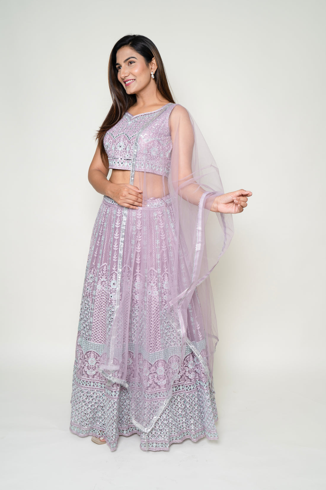 Purple Chikankari Lehenga