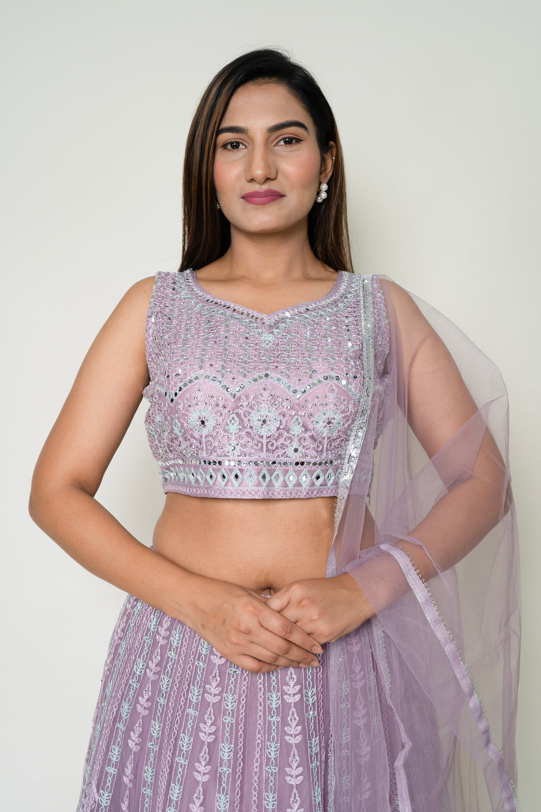 Purple Chikankari Lehenga