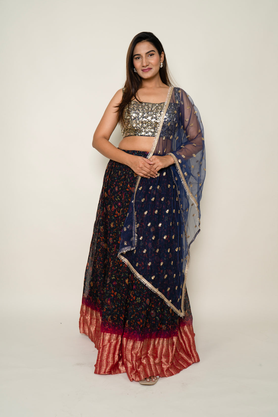 Silver Foil Lehenga