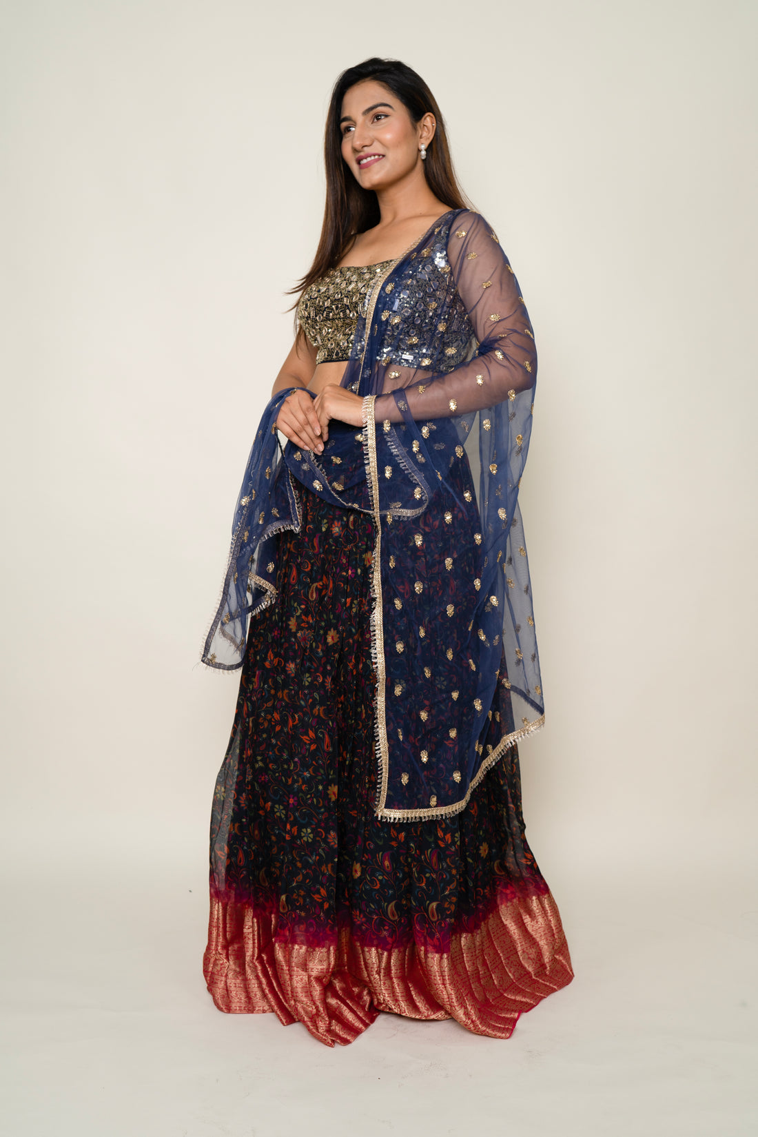 Silver Foil Lehenga