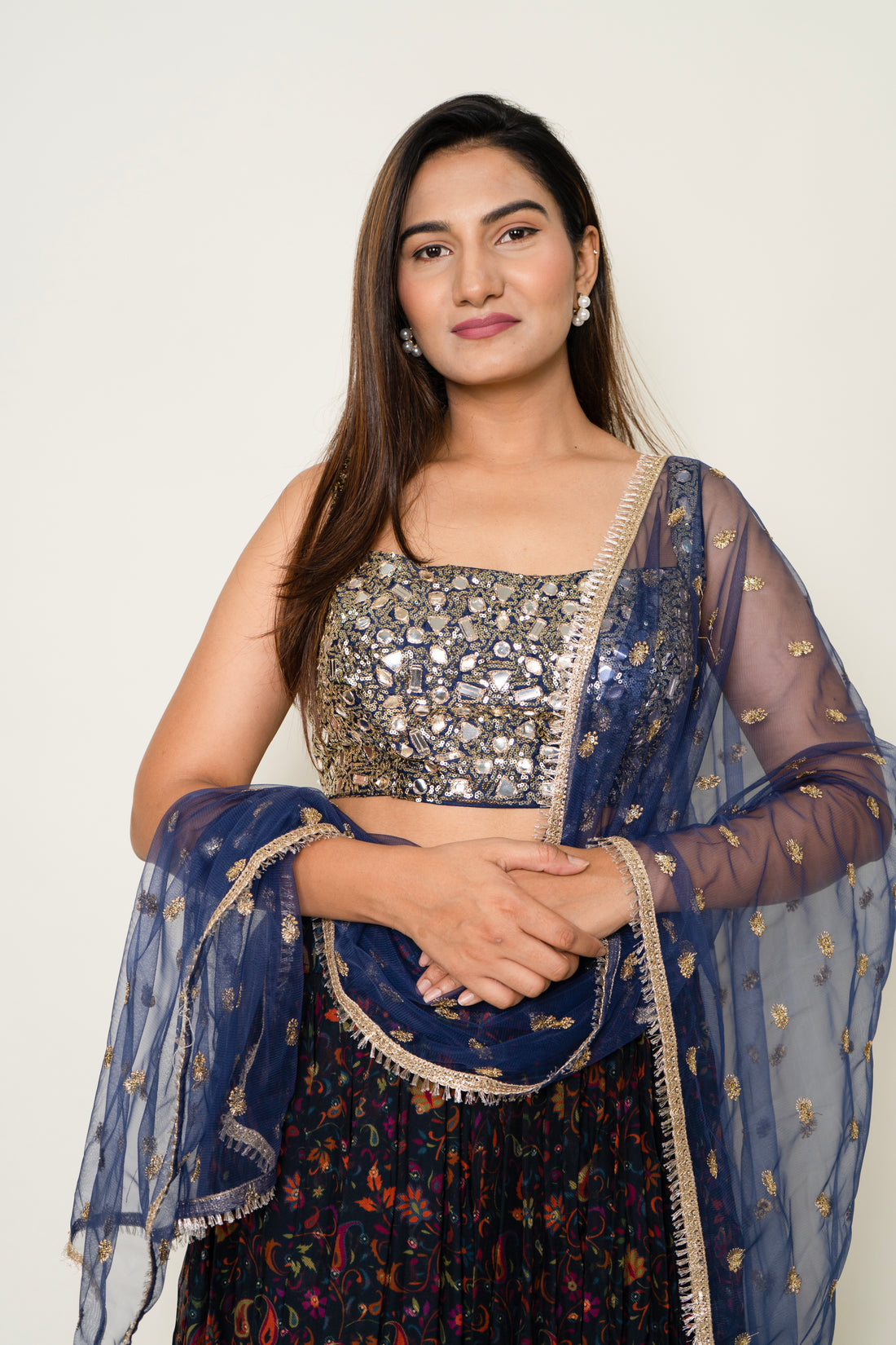 Silver Foil Lehenga