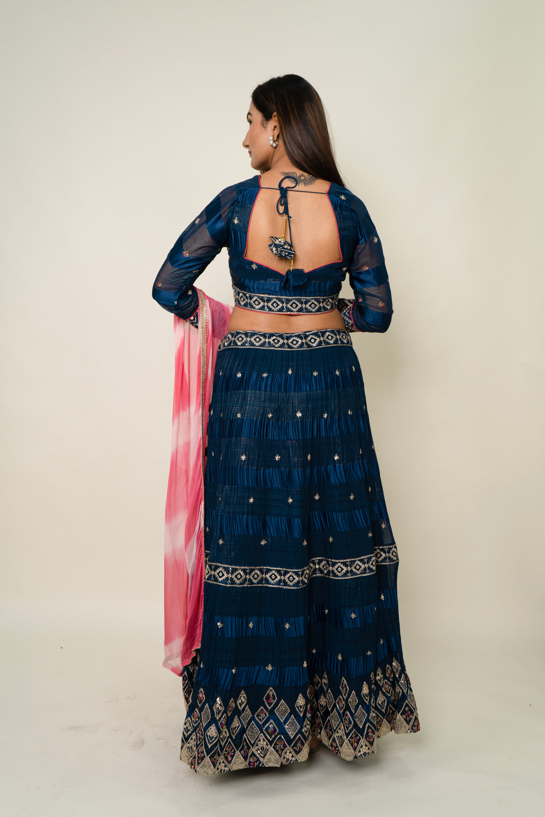 Navy Blue Zari Lehenga