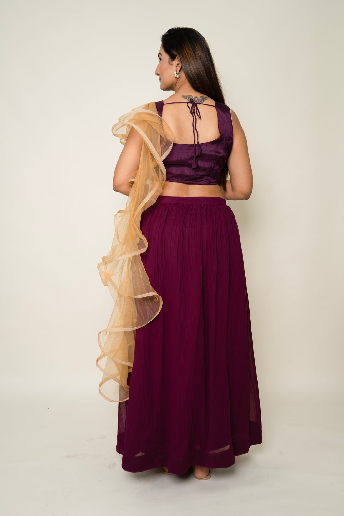 Threadwork Maroon Lehenga