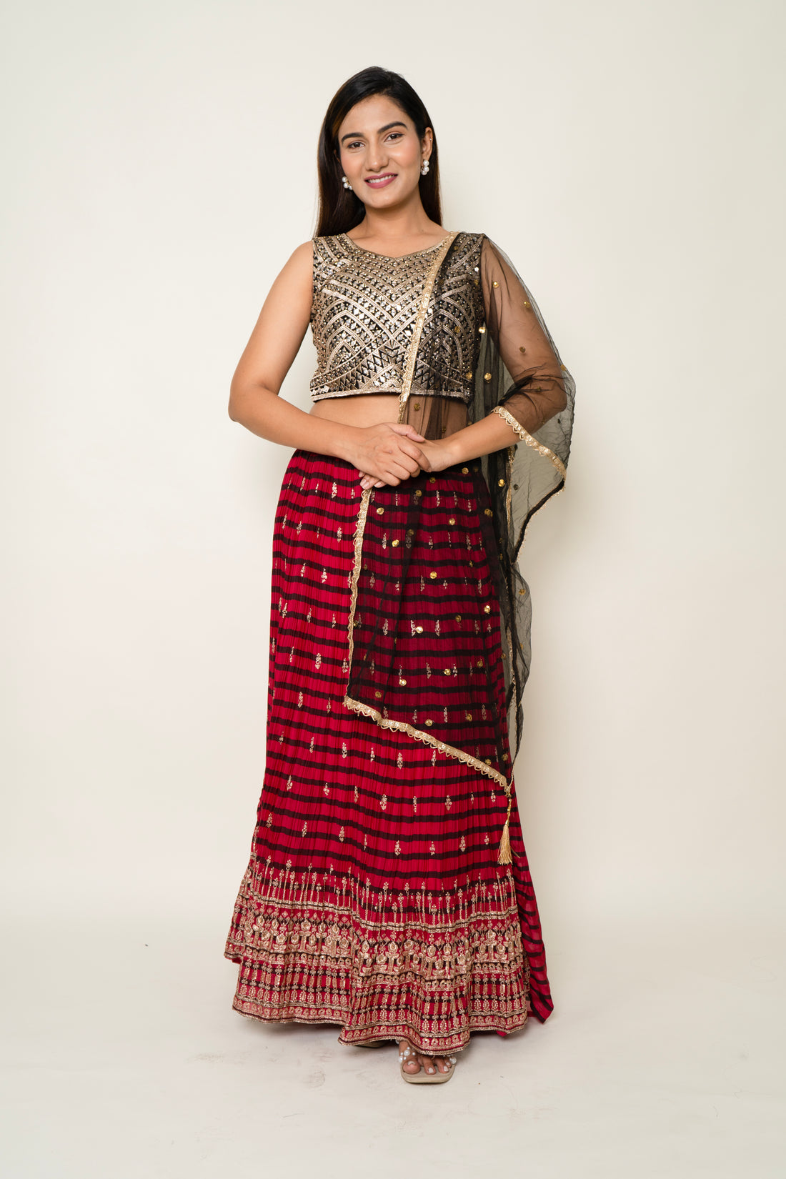 Crushed Zari Lehenga