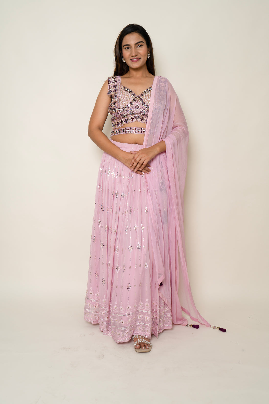 Pink Sequin Lehenga