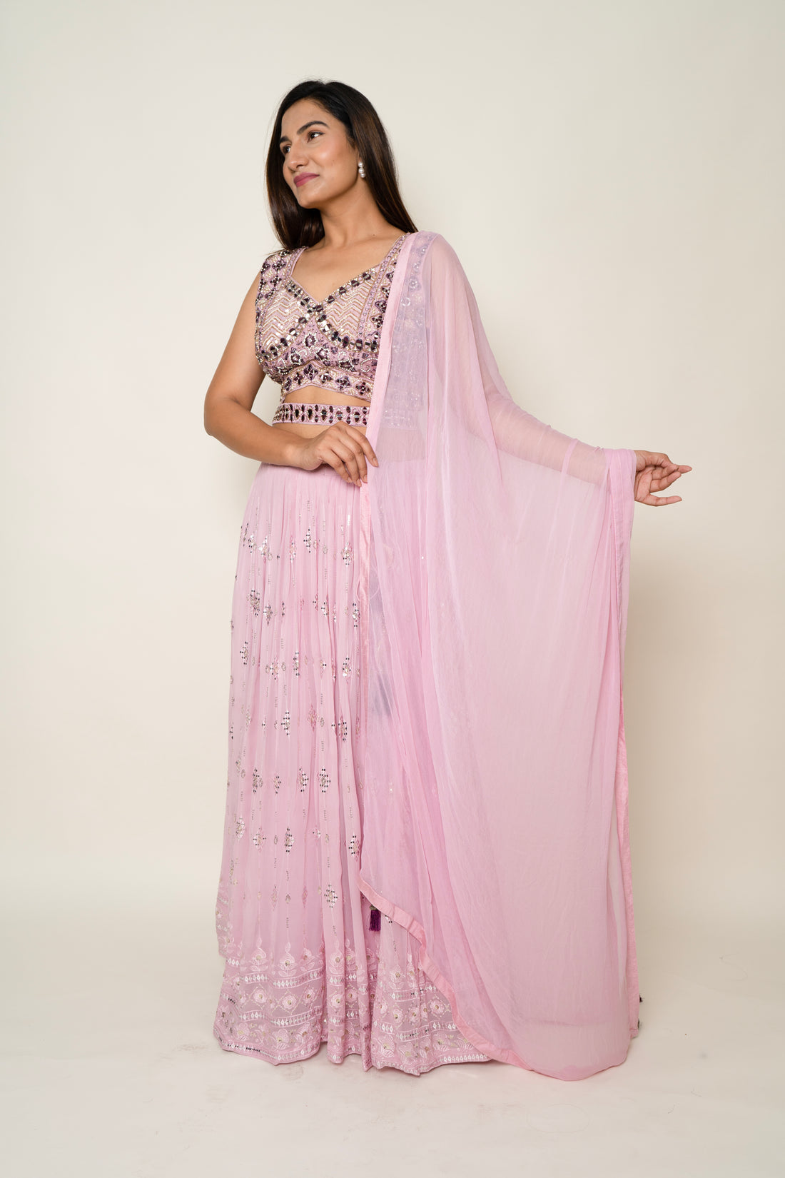 Pink Sequin Lehenga