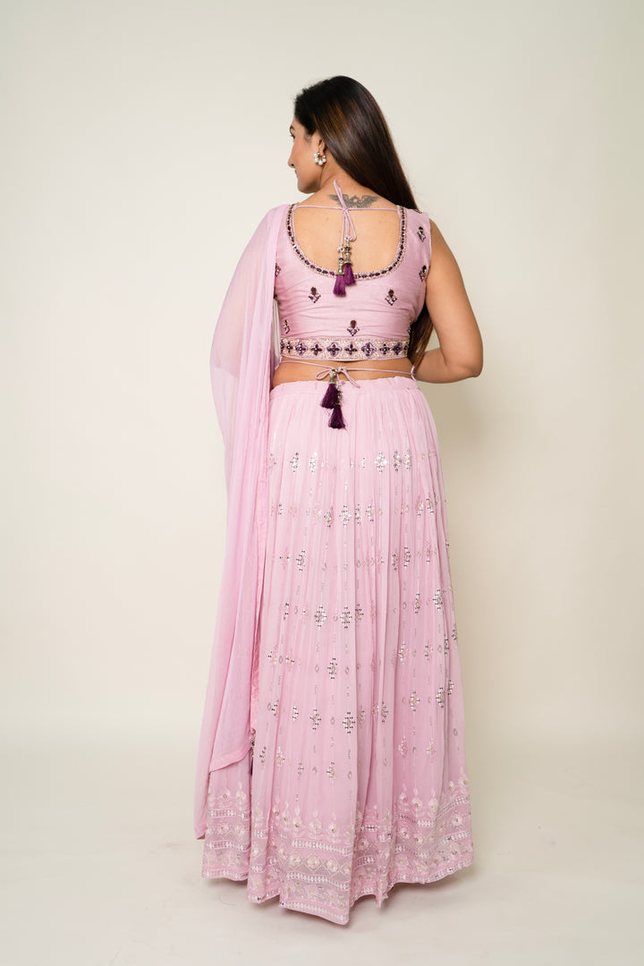 Pink Sequin Lehenga