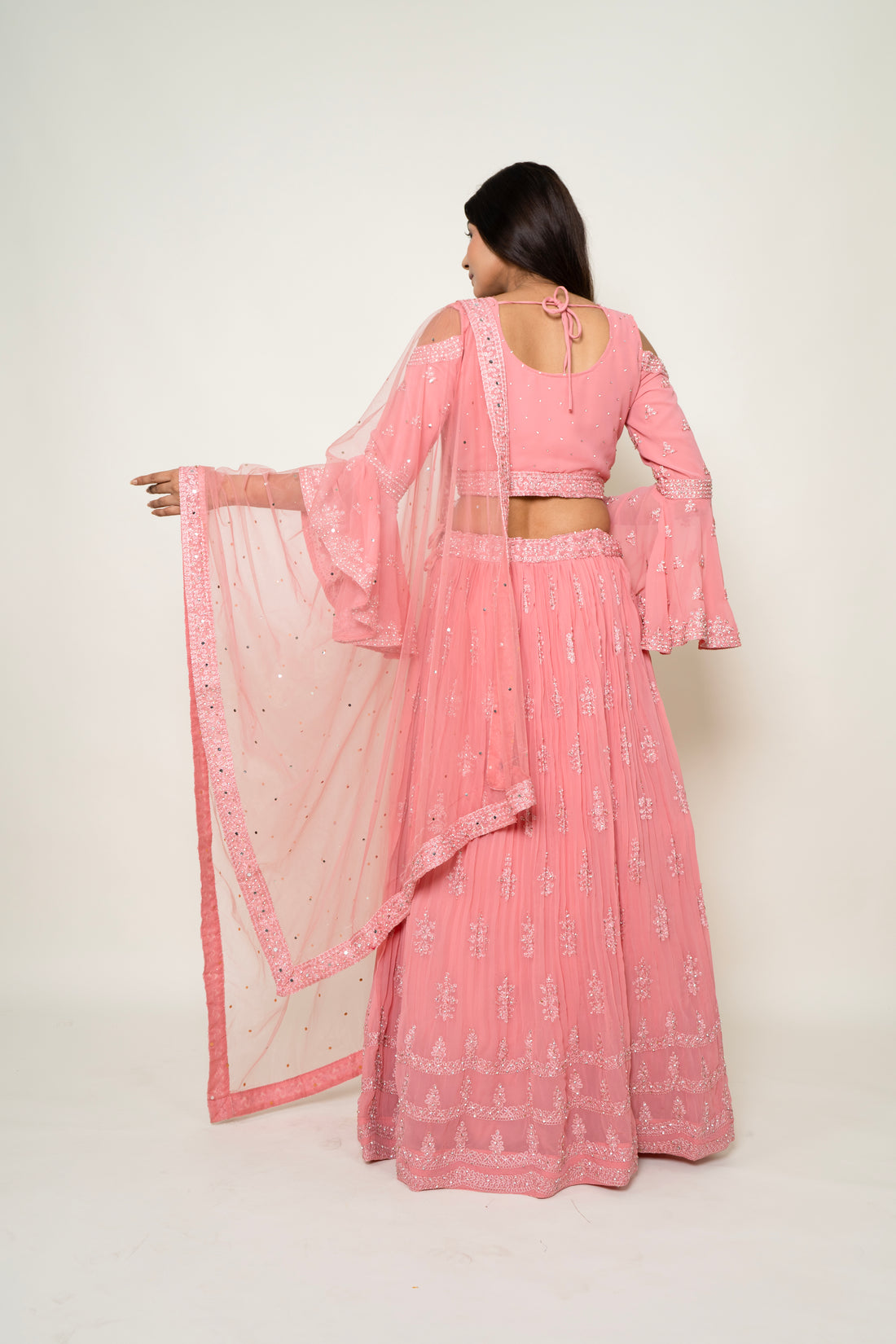 Pink Net Lehenga