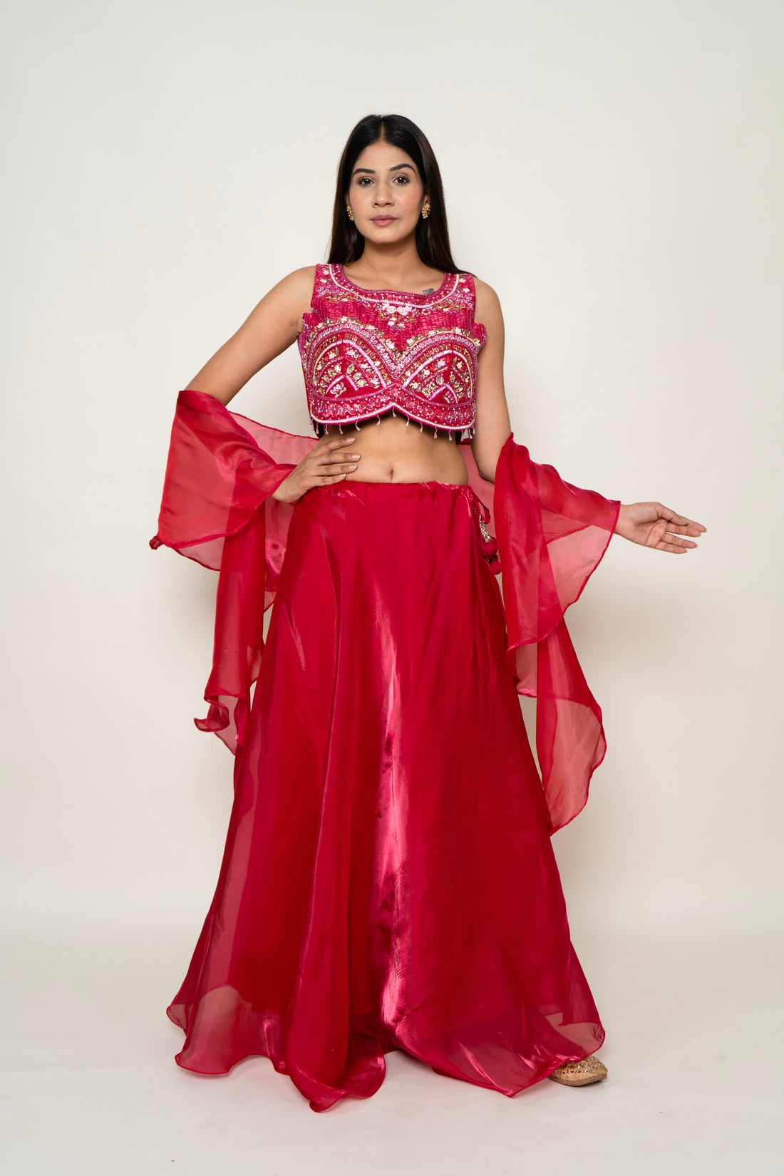 Satin Red Lehenga