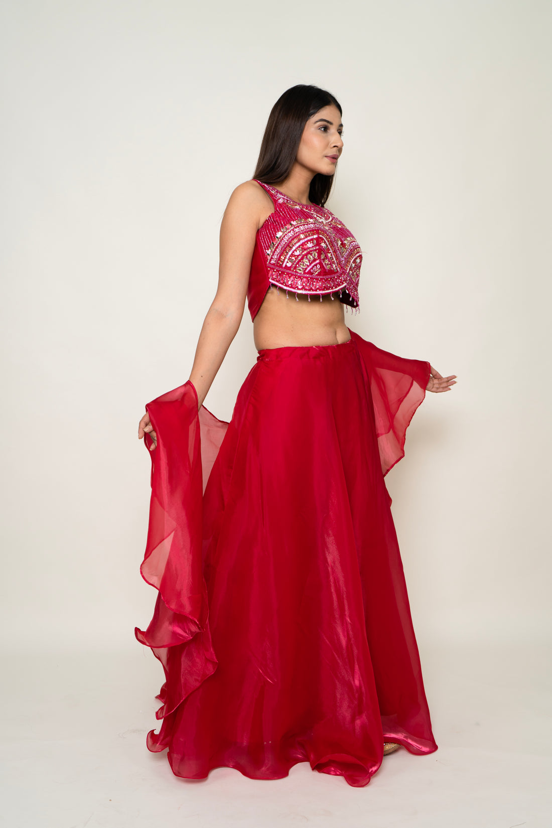 Satin Red Lehenga