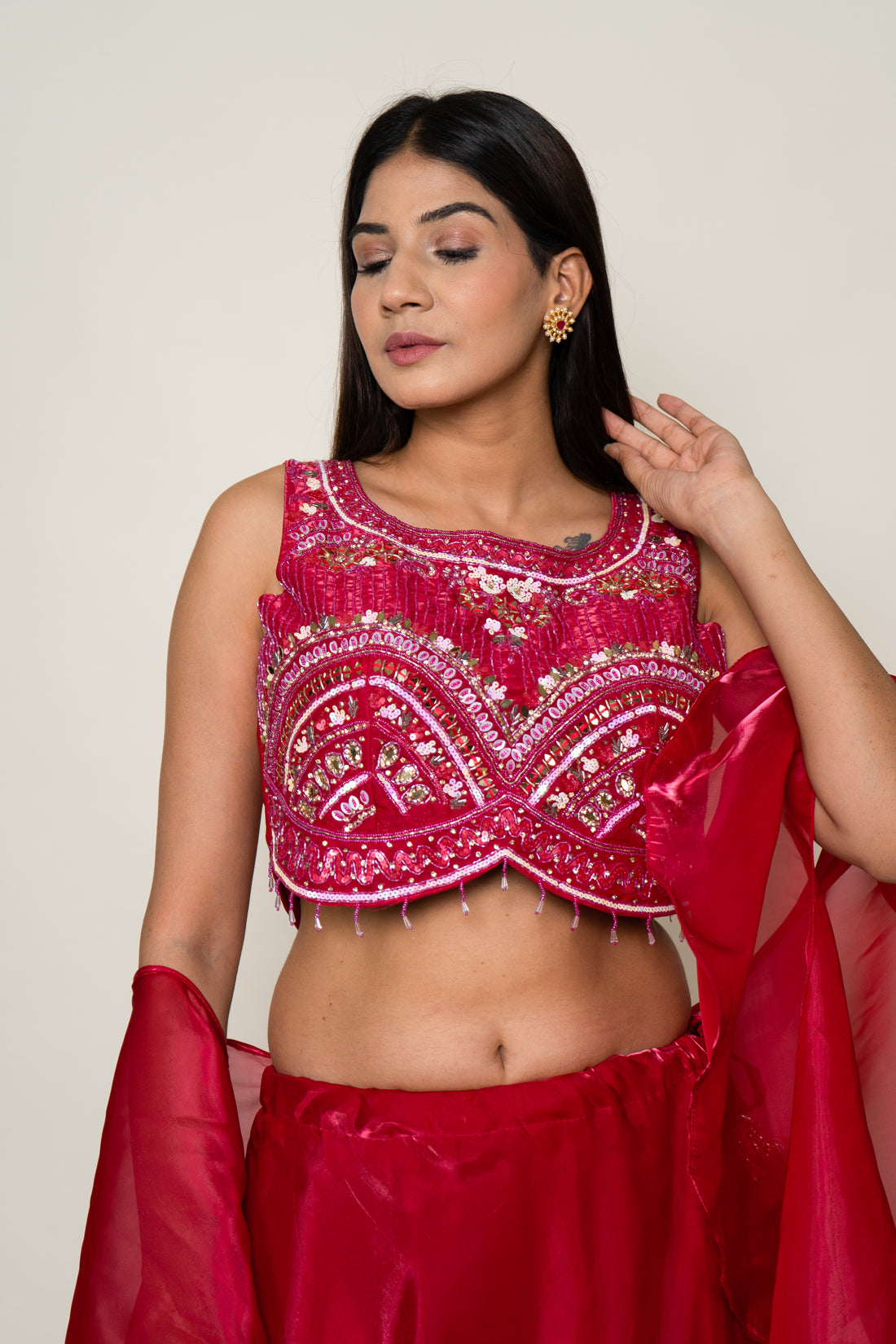 Satin Red Lehenga