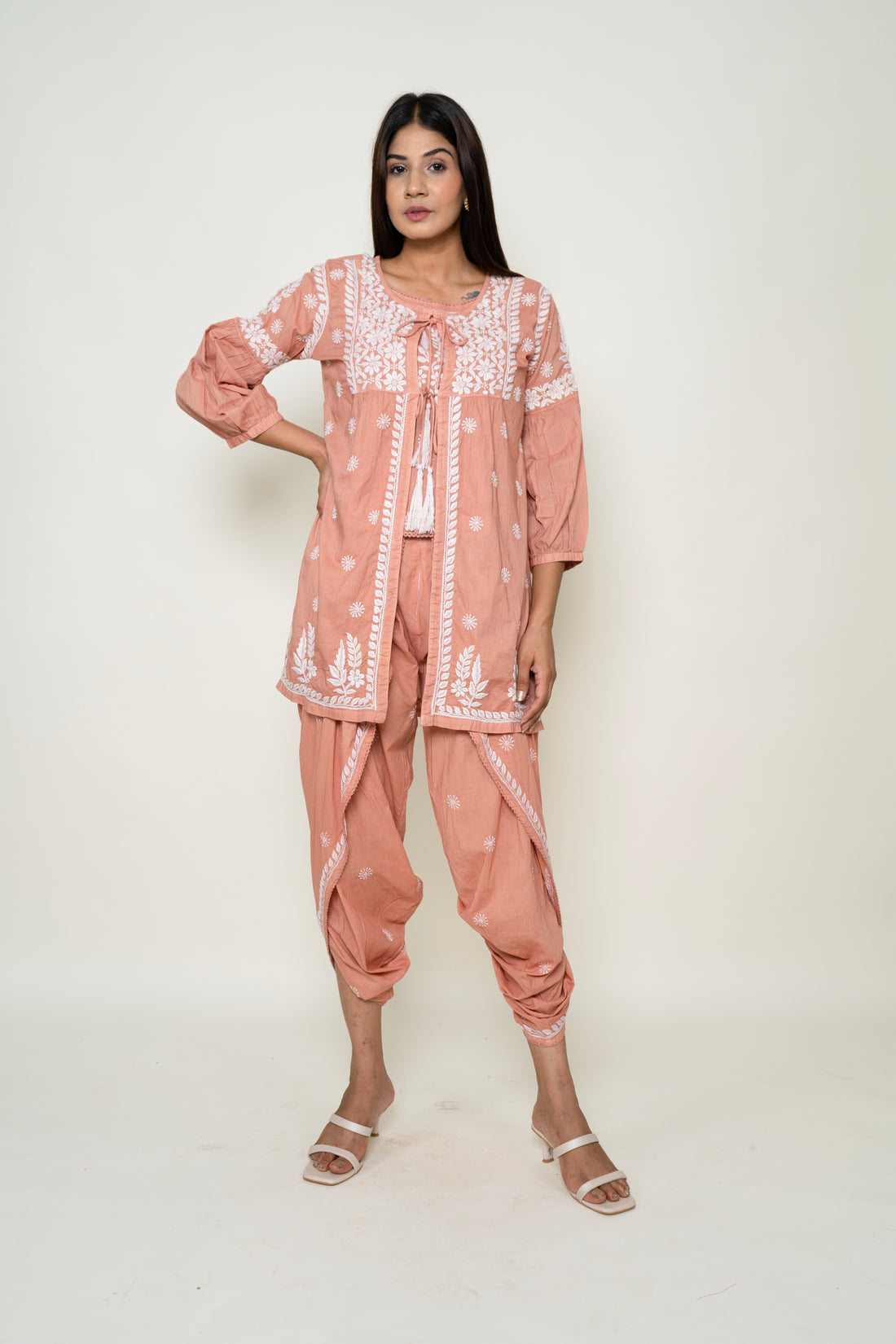 Chikankari dhooti set