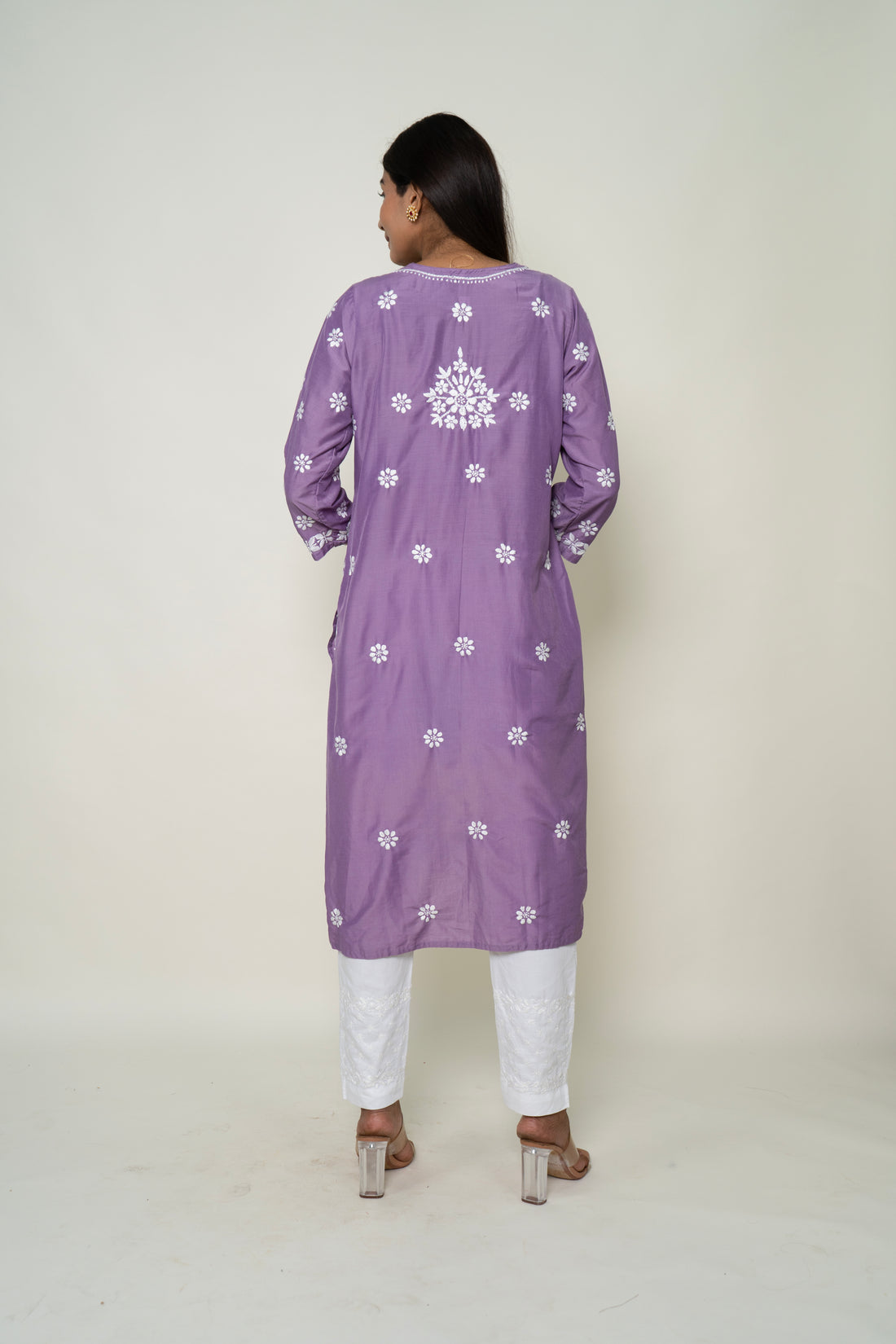 purple chikankari kurta