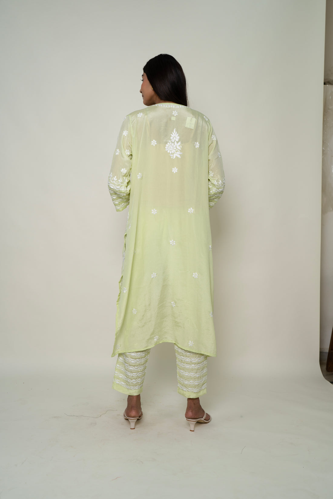 yellow chikankari co-ord set