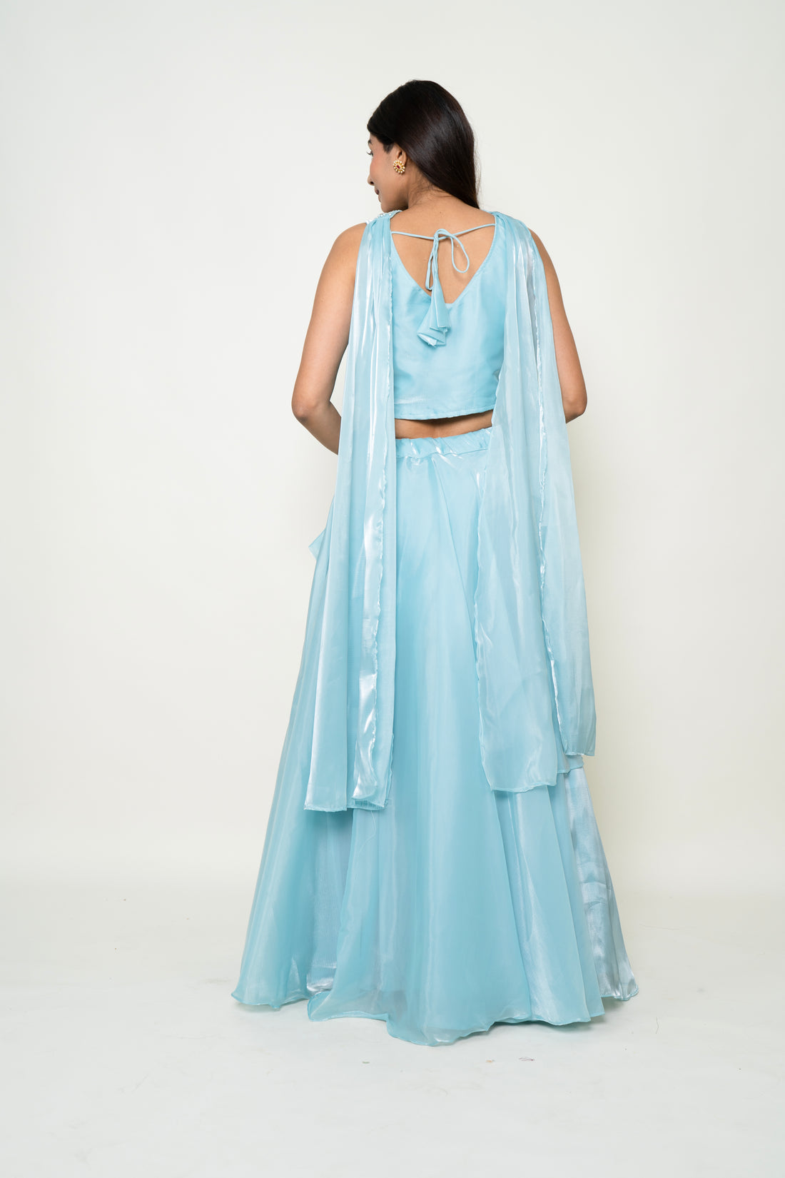 Sky Blue Net Lehenga